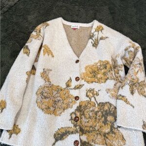 Target Cream and Gold Floral Cardigan